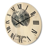 Designart 'Kiss of Two Lovers In Romantic Moon Shape' Modern Wood Wall Clock