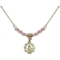 Hamilton pozlaćena ogrlica sa svijetlo ružičastom ružičastom oktobarskom mjesecu rođenja kamene perle