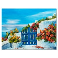Designart 'kuća sa šarenim cvijećem u blizini mora III' Nautički i obalni platneni zidni umjetnički Print