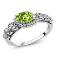 Srebrni zeleni Peridot ženski prsten