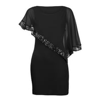 Wozhidaose plus size haljina za žene crne haljine za žene Plus veličina Cold Shoulder Overlay asimetrični