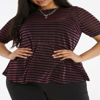 Jednostavno budite ženski Plus Size Addison Stripe lume Top