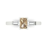0. ct Brilliant Emerald Cut Clear simulirani dijamant 18k bijelog zlata tri kamena prsten SZ 8.25