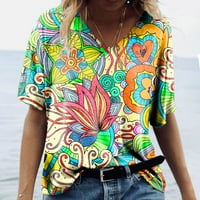 Ženski ljetni vrhovi Casual modni kratki rukavi v majice za vrat prevelike cvjetne majice slatke majice