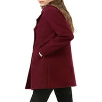 Jedinstvena ponuda ženski nazubljeni rever sa dvostrukim kopčanjem dugi zimski kaput