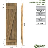 Ekena Millwork 14 W 79 H Americraft Four Board Eksterijer Real Wood Pridružio se Pluta-N-batten Rolete