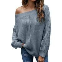 Lowprofile pulover džemperi za žene Dugi rukav Casual Tops čvrsti labavi rukav sa V izrezom zimski jesen