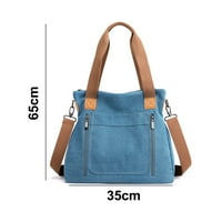 Ženska lagana platnena torbica sa patentnim zatvaračem i džepovima za torbe za radnu školu, plava, g121454