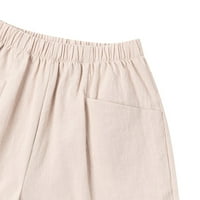 Ženske hlače Pamučne i posteljine kratke hlače Velike veličine ispisane karirane pantalone za svestrane