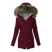 Feiboyy Women Dnevno Plus Veličina zimski kaput rever ovratnik dugih rukava Vintage zgušnjava kaput jakna
