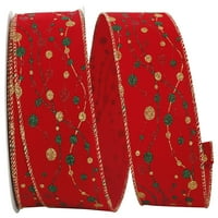 Papir baršunasti božićni crveni najlonski vrpca, 20YD 2.5in, 1 paket