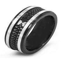 Obalni nakit od nerđajućeg čelika crni i brušeni teksturirani prsten