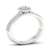 3 8ct TDW Diamond 10k centar od bijelog zlata kameni Halo zaručnički prsten Set