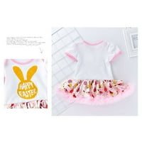 B91XZ haljine za djevojčice Dječja djevojka Uskršnja haljina Bunny Cvjetni uskršnji ružičasti odjeću Outfit