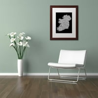 Zaštitni znak Likovna umjetnost Ireland Eire City text Map B & W Umjetnost platna Michaela Tompsetta, bijeli mat, drveni okvir
