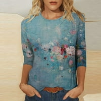 Ženski vrhovi Dressy Casual rukav bluze cvjetni rad dugme Down Shirts, tamno plava, XXXXL
