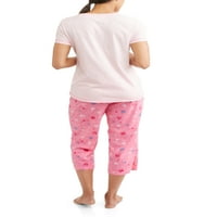 Ženske pidžama Tee i Capri hlače za spavanje 2-dijelni Set odjeće za spavanje