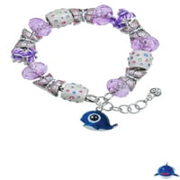 Delight Nakit Resin Blue Baby Whale Purple Butterfly Bed Charm narukvica, 7 + 1 Extender