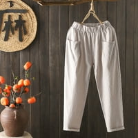 nove labave jednobojne pamučne i lanene pantalone sa elastičnim strukom sa džepom