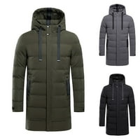 Muška zimska topla jakna srednje dužine Outwear Casual Hooded zgusnuti Parka Coats Grey XL