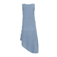 Haljine za žene čvrste srednje dužine A-linije bez rukava za slobodno vrijeme Scoop vrat haljine nebesko plava 5XL