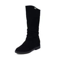 Homodles zimske čizme za žene retro solidne boje široke teleće Crne veličine 4.5