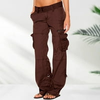 Miayilima casual pantalone za žene retro teretne hlače s džepovima na otvorenom casual ripstop camo izgradnja