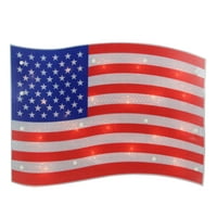 17 osvijetljeni holografski crveni bijeli i Plavi ukras siluete prozora američke zastave