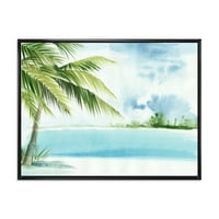 Designart 'Palm Beach Resort At Sunrise I' Nautical & Coastal Framed Canvas Wall Art Print