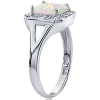 Kreiran bijeli Opal i CZ Sterling srebrni kvadratni prsten