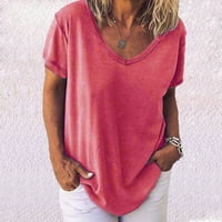 Inleife majice za žene klirens modni ženski ljetni povremeni kratki rukavi pulover čvrsta labava bluza