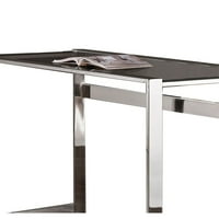 Elegantno šarmirani stol za pisanje metala, srebrni - Saltoro Sherpi