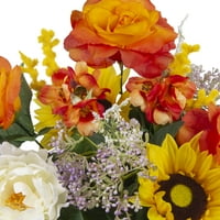 20 Umjetne Svilene Narandžaste Ruže Miješano Cvijeće Buket