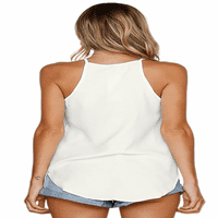 Ženski Vrhovi S Halterom Bez Rukava Ljetne Osnovne Majice Cami Tank Tops - - - Bijeli